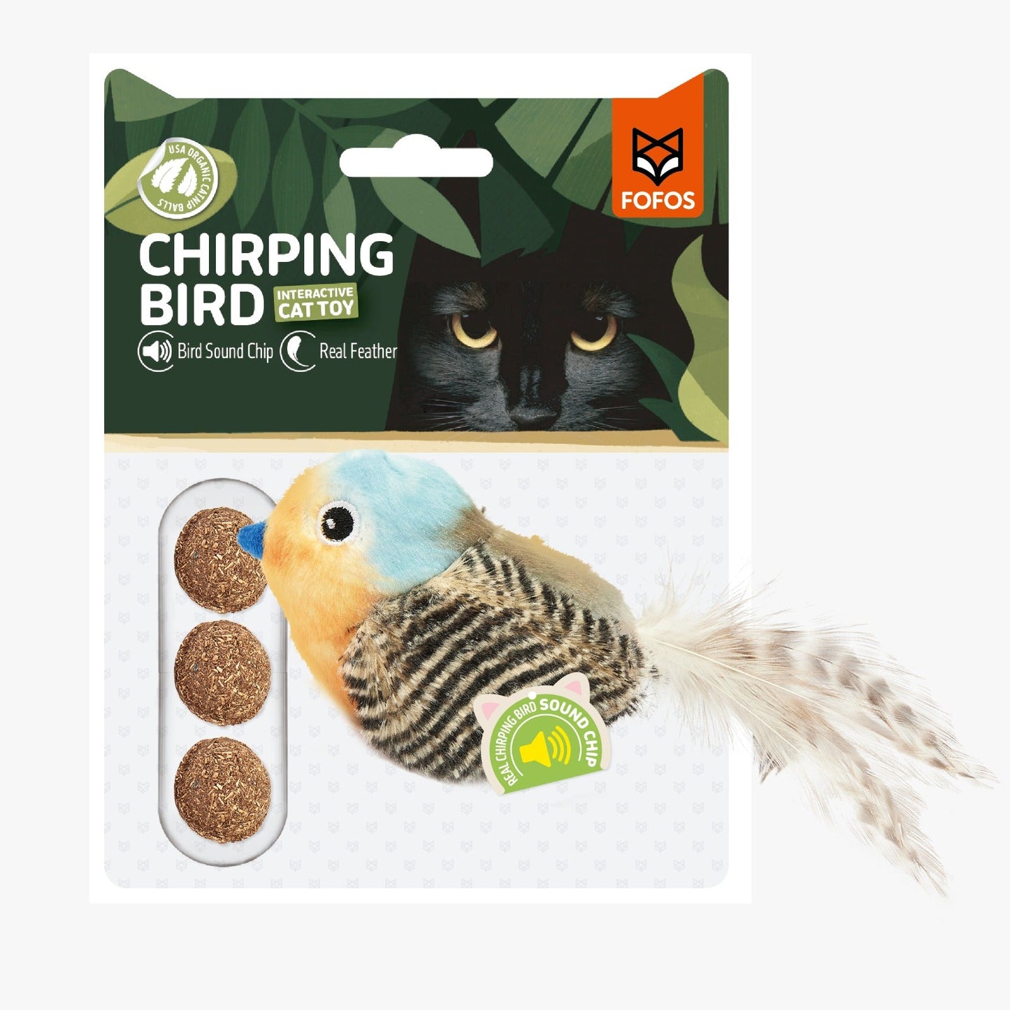 FOFOS sound chip parrot with catnip balls