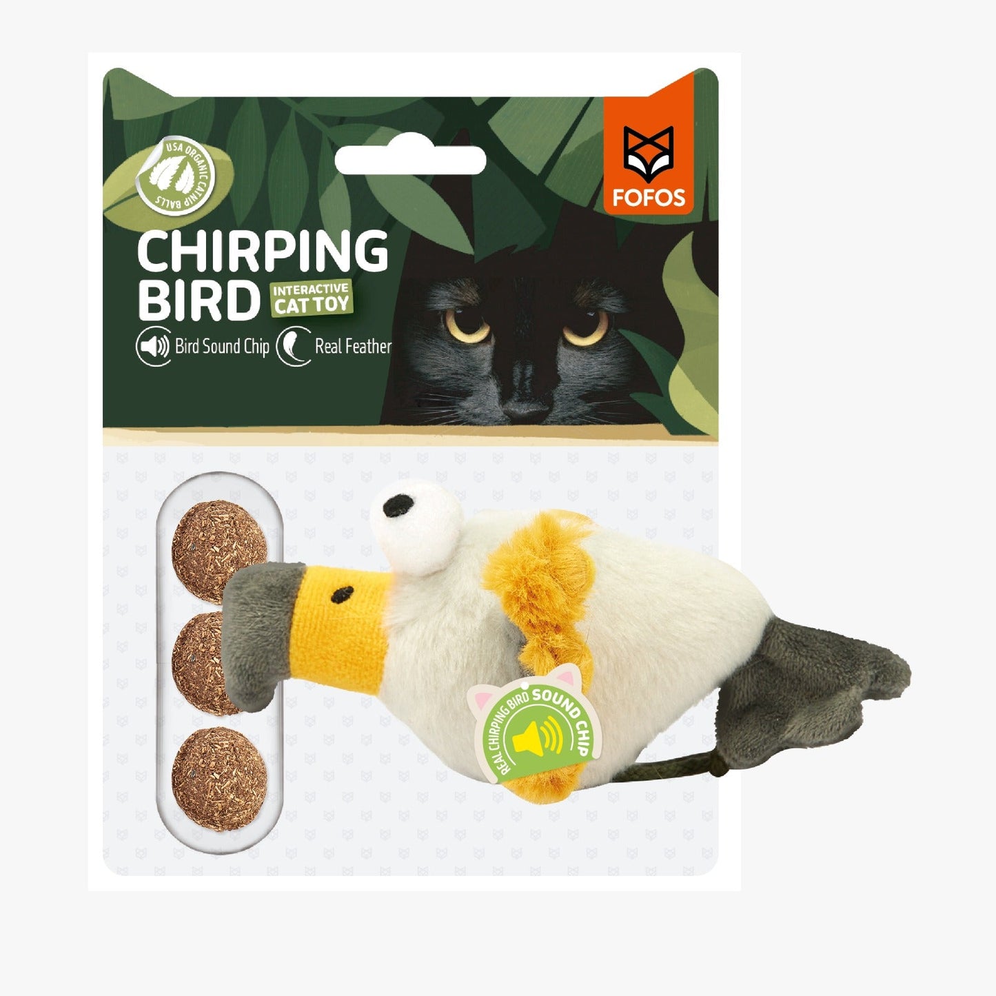 FOFOS sound chip parrot with catnip balls