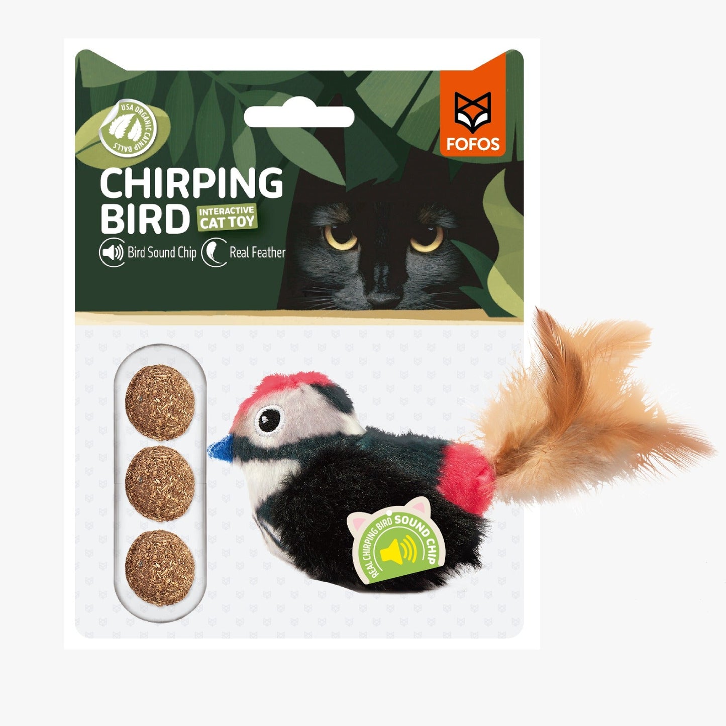 FOFOS sound chip parrot with catnip balls