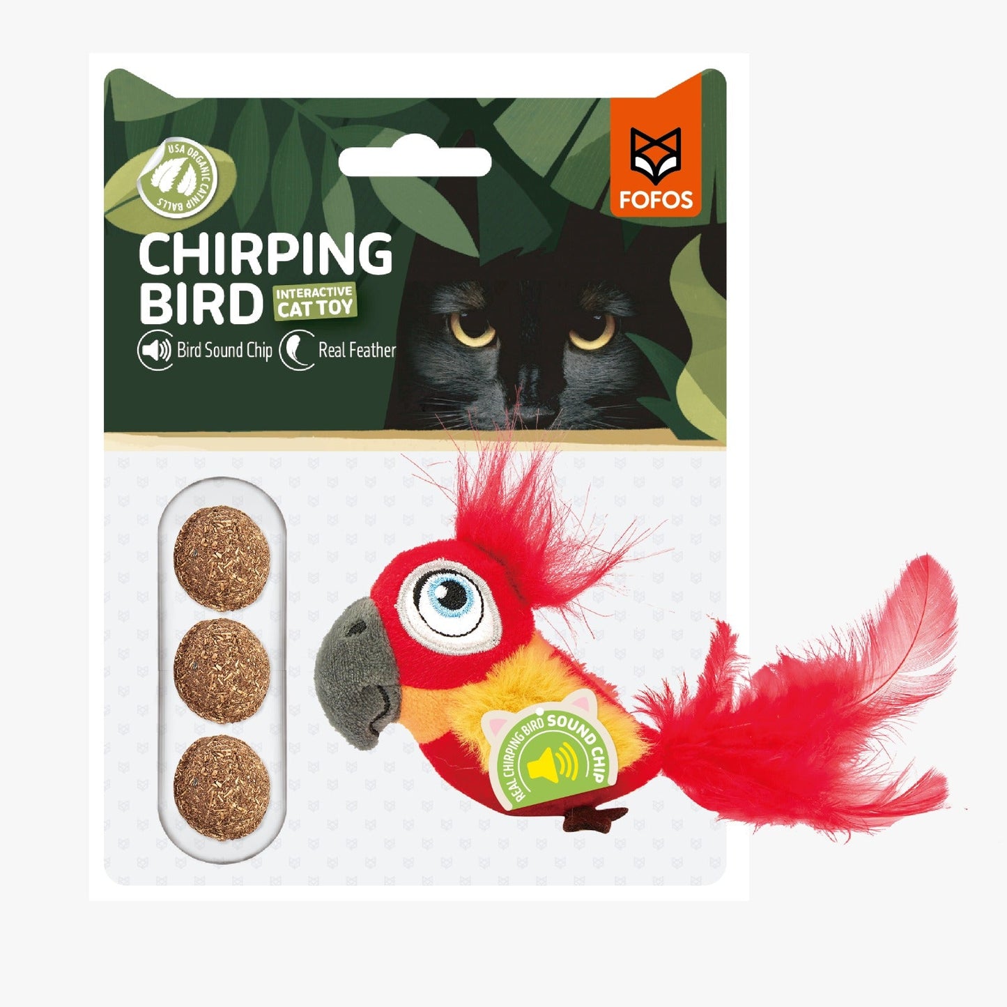 FOFOS sound chip parrot with catnip balls