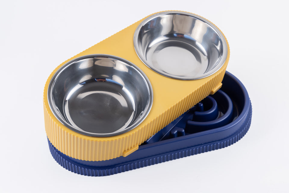 HOOPET dual-purpose double bowl (yellow blue) 31*9*16cm