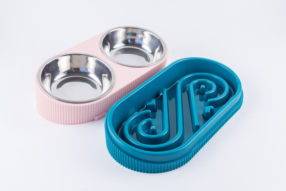 HOOPET dual-purpose double bowl (pink green) 31*9*16cm