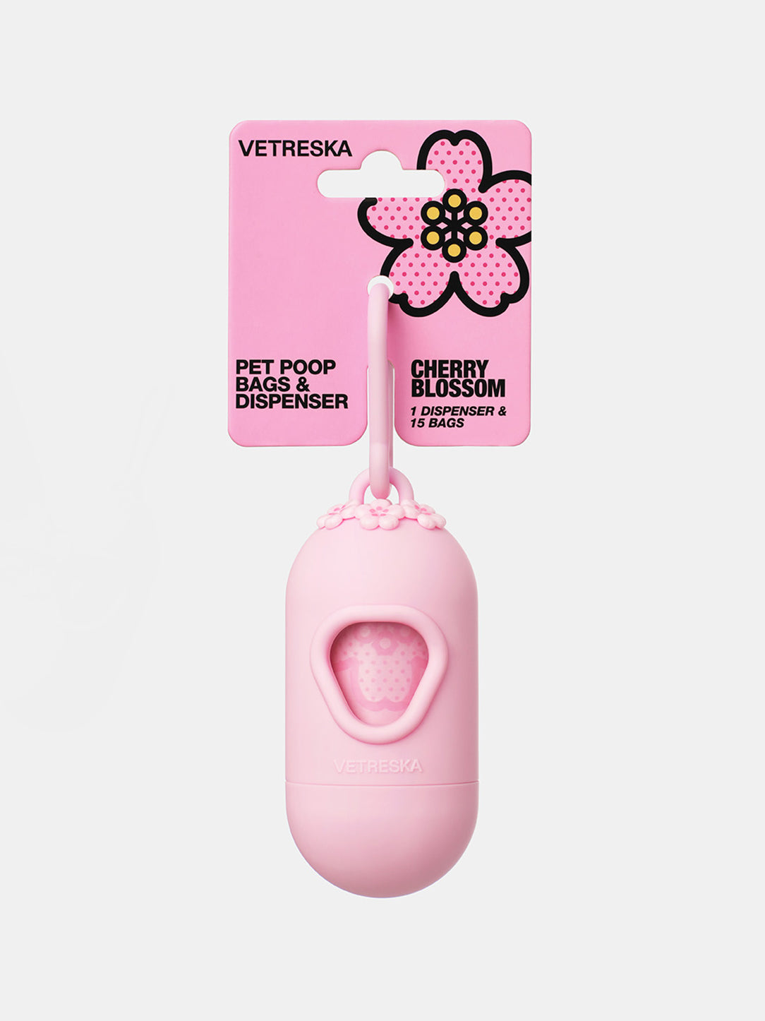 Dispensador Cherry Blossom de bolsas para desechos de mascotas VETRESKA