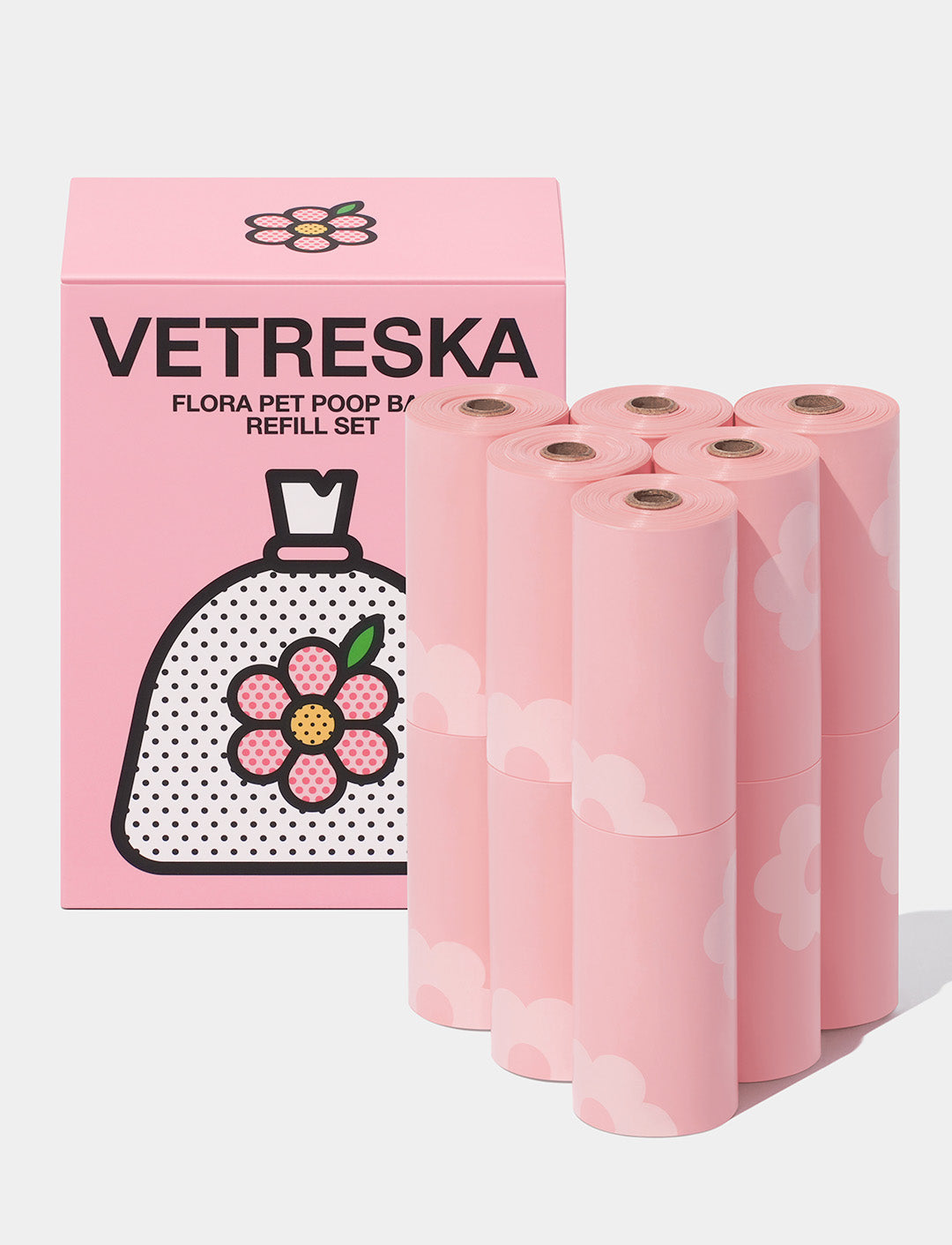 12 Rollos de repuesto de 15 bolsas cada uno para desechos de mascotas con aroma Floral VETRESKA