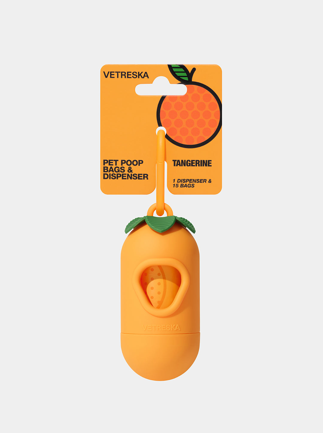Dispensador Mandarina de bolsas para desechos de mascotas VETRESKA