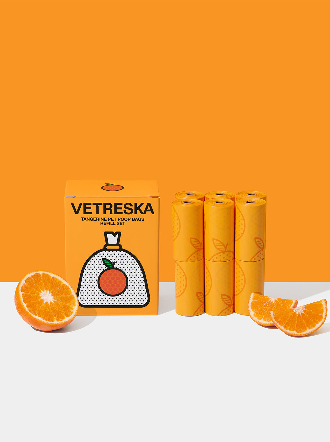 12 Rollos de repuesto de 15 bolsas cada uno para desechos de mascotas con aroma Mandarina VETRESKA