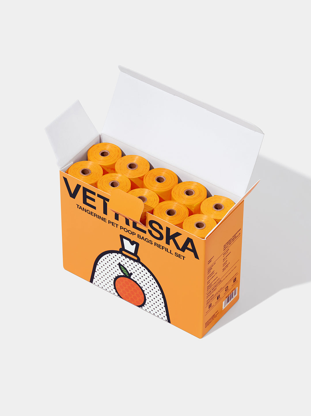 20 Rollos de repuesto de 15 bolsas cada uno para desechos de mascotas con aroma Mandarina VETRESKA