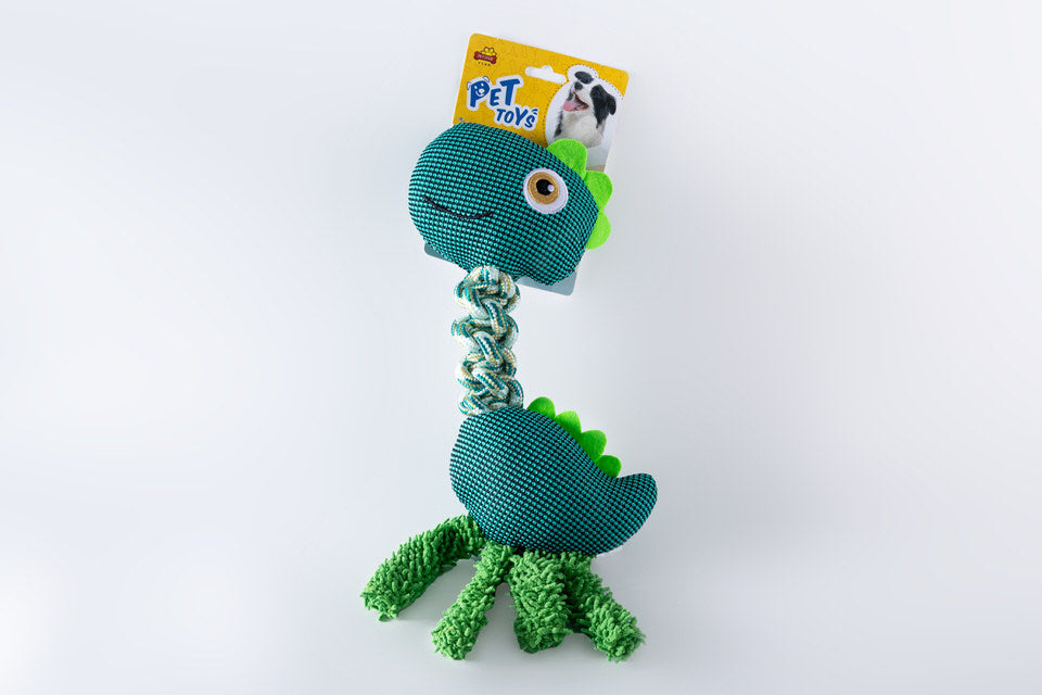 Juguete de cuerda de Jalar para perros de Dinosaurio verde