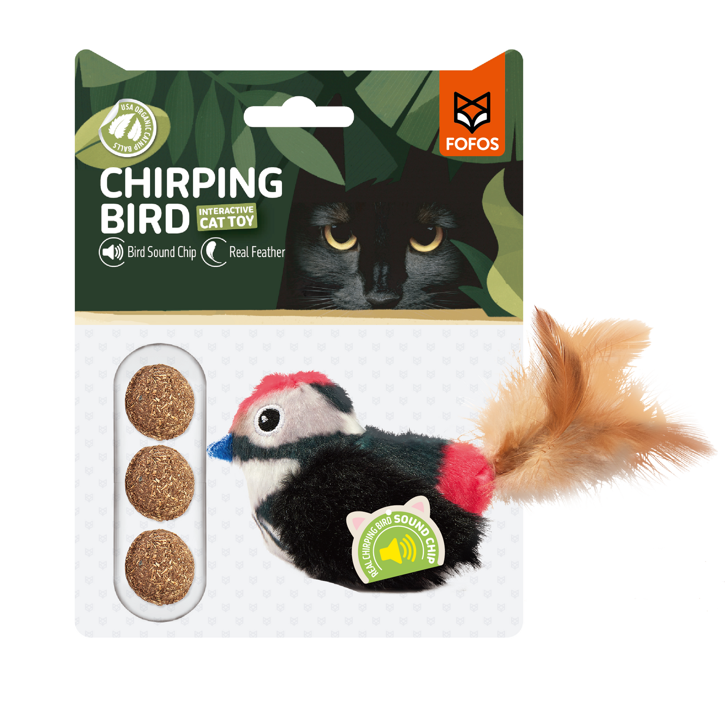 FOFOS sound chip parrot with catnip balls